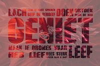 Rode Dahlia met tekst geniet