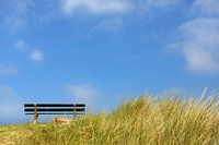 Banc sur la dune, avec un ciel bleu