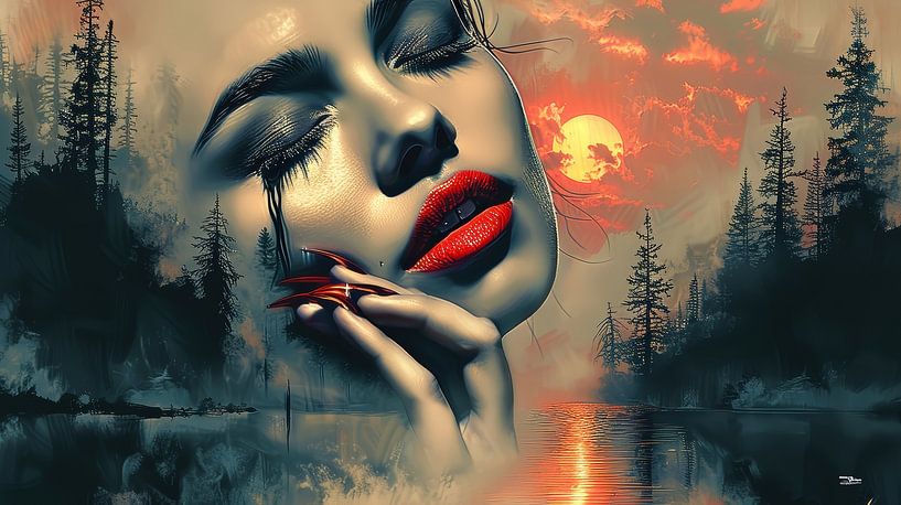 abstrait vintage visage de femme par Gelissen Artworks