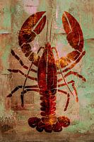 Peinture de homard. En rouge et vert.
