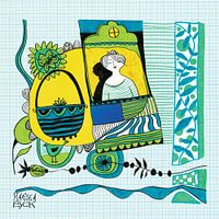 composition en vert et bleu