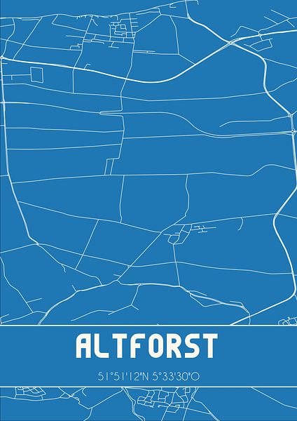 Blaupause | Karte | Altforst (Gelderland) von Ortsdrucke