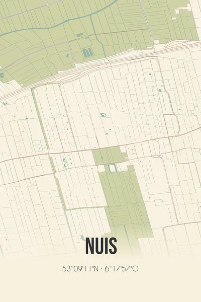 Carte ancienne de Nuis (Groningen) par Affiches de lieux