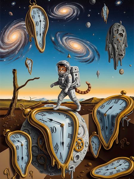 Surreal Astronaut Landscape Featuring Melting Clocks Elements by HASANUL FAUZIE