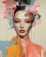 Portrait moderne et abstrait "Kiss and tell&quot ;