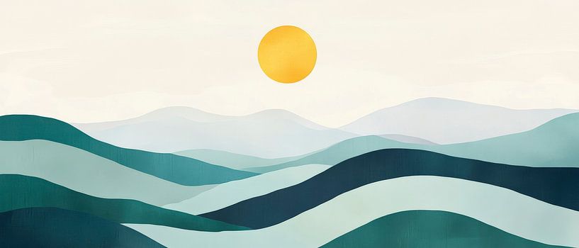 Sanfte Hügel unter goldenem Sonnenlicht von Poster Art Shop