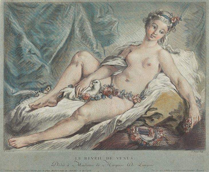 Venus, goddess of love, awakens - Louis-Marin Bonnet, 1769 by Atelier Liesjes
