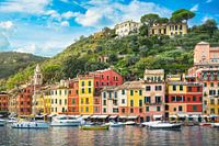 View of Portofino, the village and the marina. Liguria, Italy