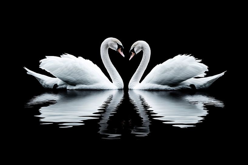 Anmutige Schwäne und Wasserspiegelung von Imperial Art House