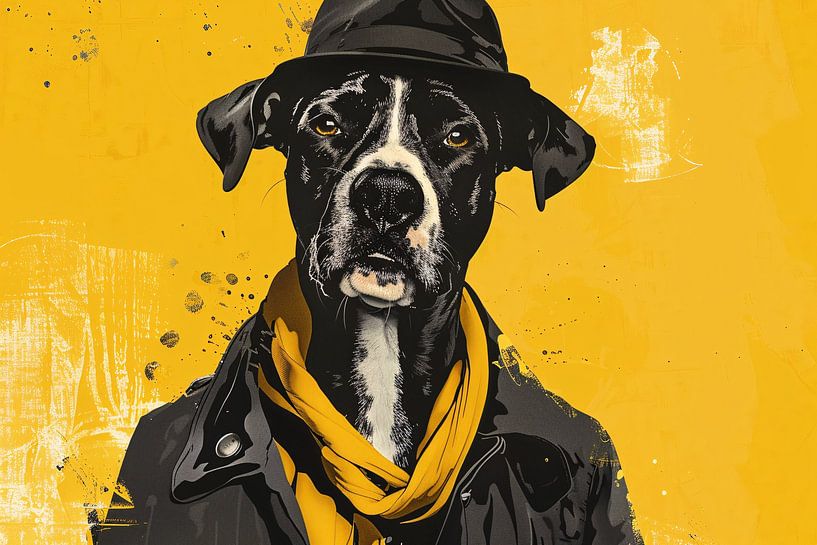 Stilvoller Hund mit Hut und Schal von Imperial Art House