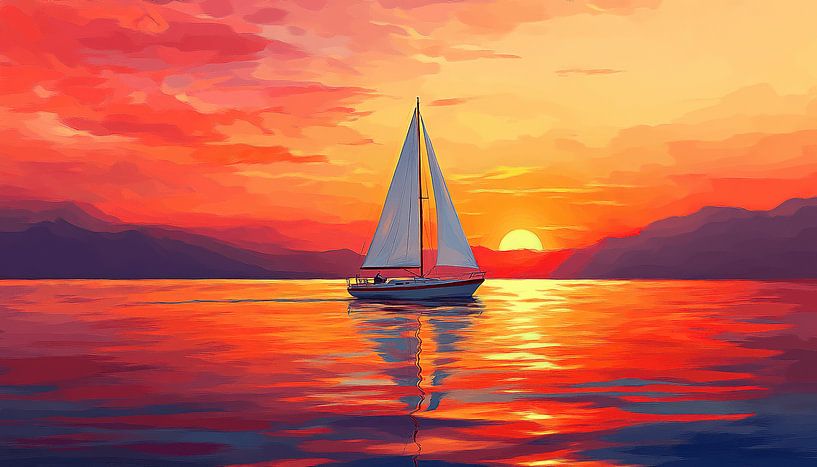 Sailing Amidst Sunset's Glow by Art Lovers
