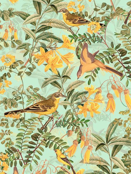 Vogels in de paradijstuin van Floral Abstractions