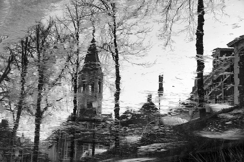 Elleboogkerk en Langegracht historisch Amersfoort in zwartwit by Watze D. de Haan