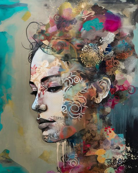 portrait femme &amp;quot ; Vivified Mosaic II &amp;quot ; par René van den Berg