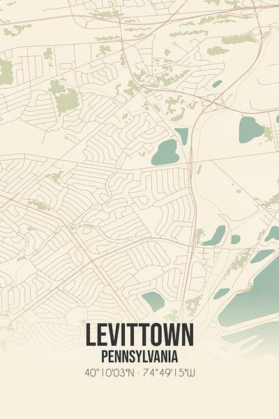 Alte Karte von Levittown (Pennsylvania), USA. von Ortsdrucke