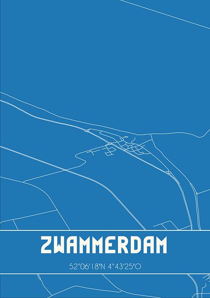 Blueprint | Carte | Zwammerdam (Hollande méridionale) par Affiches de lieux