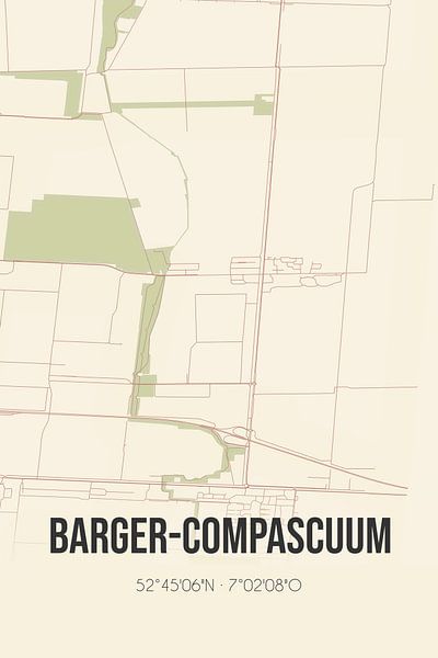 Vintage map of Barger-Compascuum (Drenthe) by Prints of Place