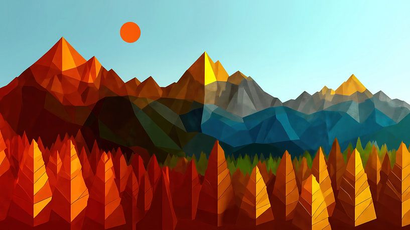 Autumn forest at sunset by Frank Heinz