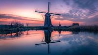 Kinderdijk tijdens zonsondergang