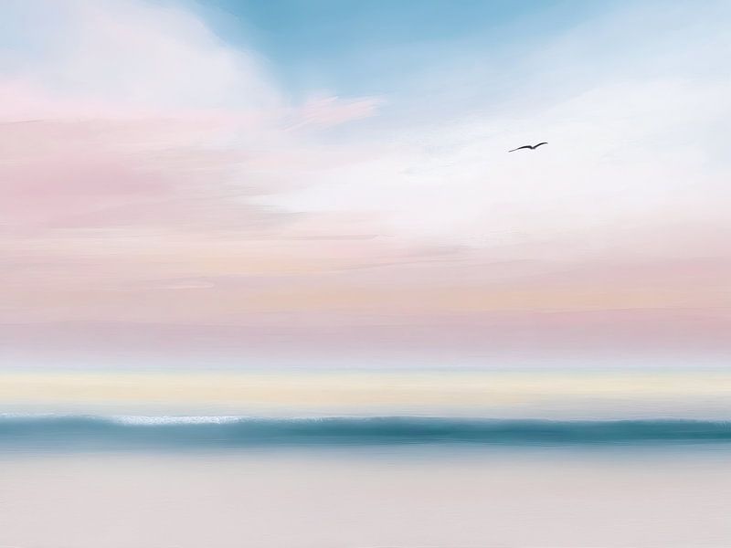 Strand und Meer – Abstrakt in Pastell-01 von Rautenberg Digital Art Maritim