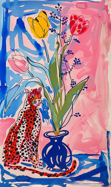 Tulipes et léopard en fleurs n°4 par ByNoukk