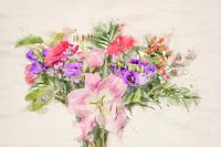 colorful bouquet of flowers, watercolor style