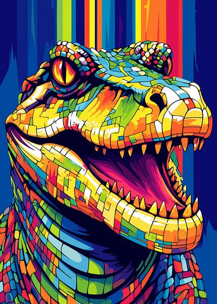 Krokodil Wild Natur WPAP Farbe Stil von Mason Scott