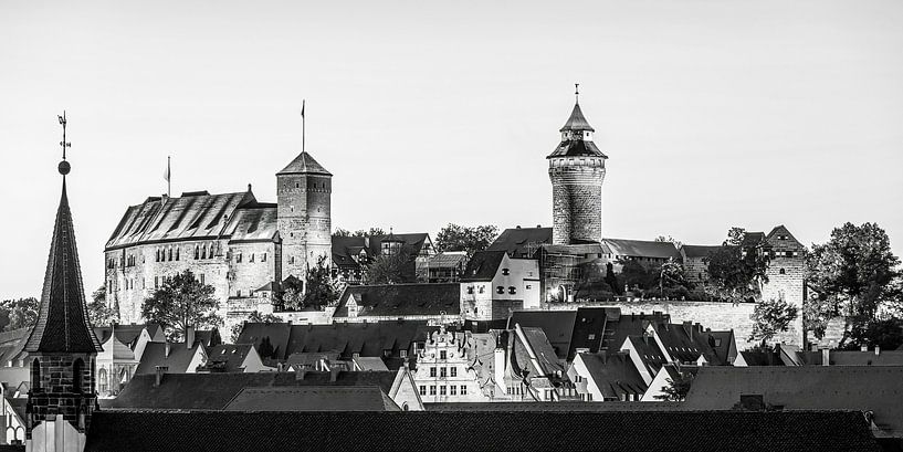 Kaiserburg und die Altstadt von Nürnberg - monochrom von Werner Dieterich