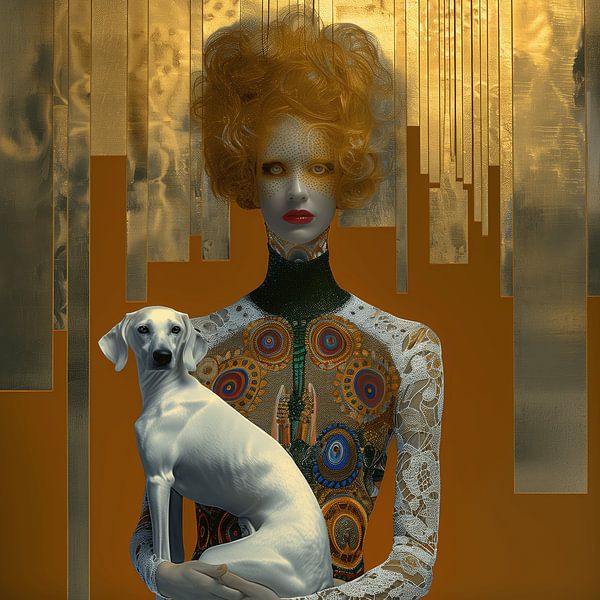 Portrait with dog by Ton Kuijpers