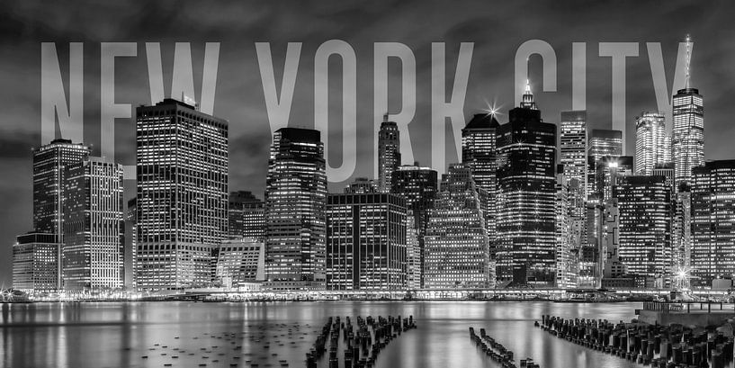 NEW YORK CITY Skyline | Panorama Monochrome par Melanie Viola