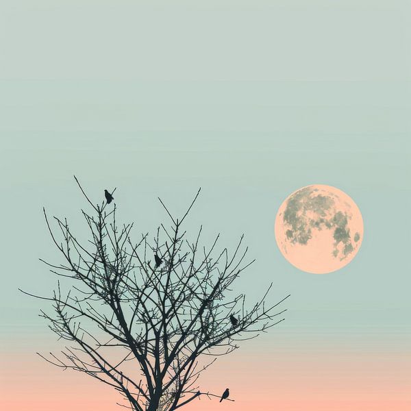 Mondaufgang über karger Landschaft von Poster Art Shop