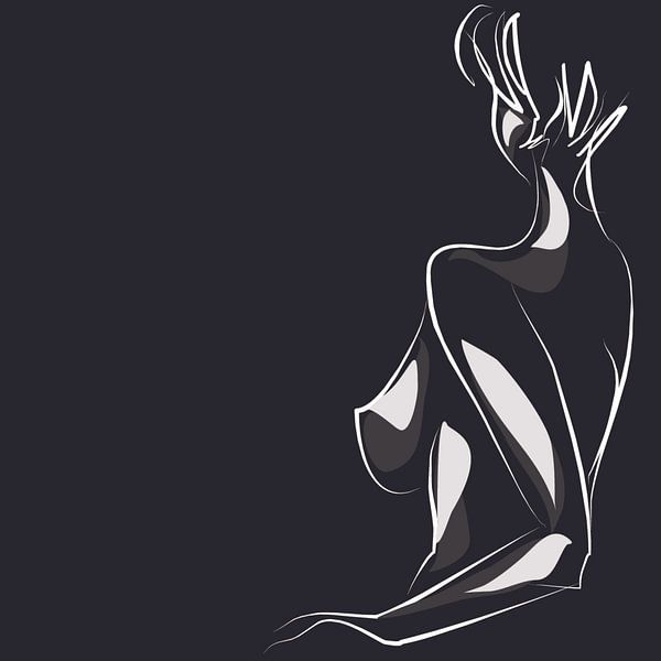 Dunkles Aktmodell auf Zeichnung von Atelier Liesjes