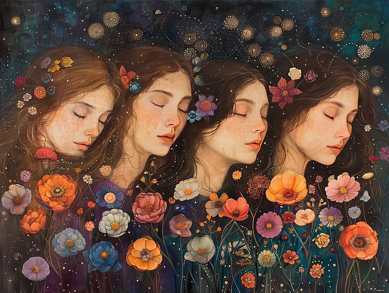 women flowers and stars by Egon Zitter