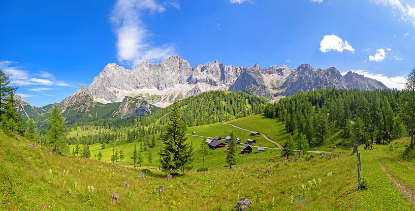 Summer panorama with the Dachstein mountains by Christa Kramer