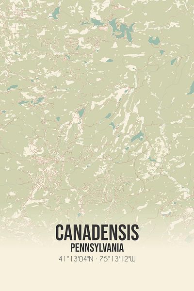 Carte ancienne de Canadensis (Pennsylvanie), USA. par Affiches de lieux