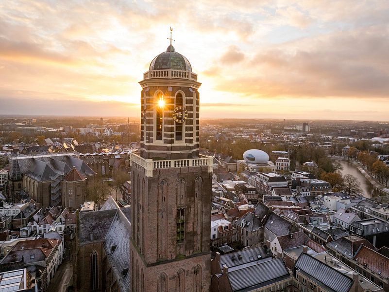 Zwolle Peperbus church tower during a cold winter sunrise by Sjoerd van der Wal Photography