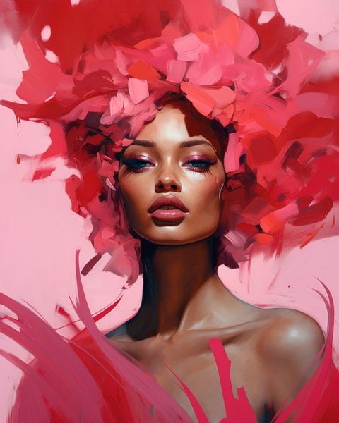 Portrait coloré, moderne et abstrait par Carla Van Iersel