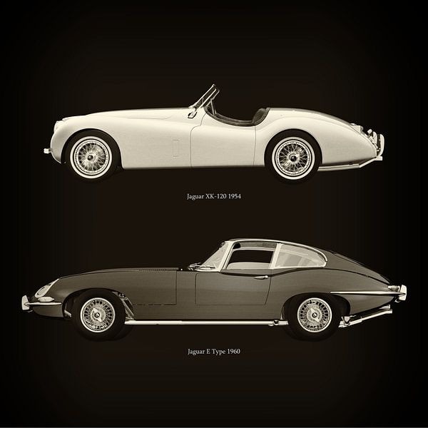 Jaguar XK-120 1954 and Jaguar E Type 1960 by Jan Keteleer