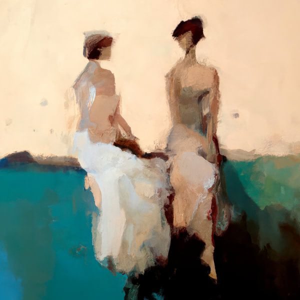 Abstrakt in Erdtönen: "Freundinnen" von Carla Van Iersel