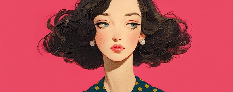 Portrait de femme | Pink Elegance Dream par Peintures accrocheuses