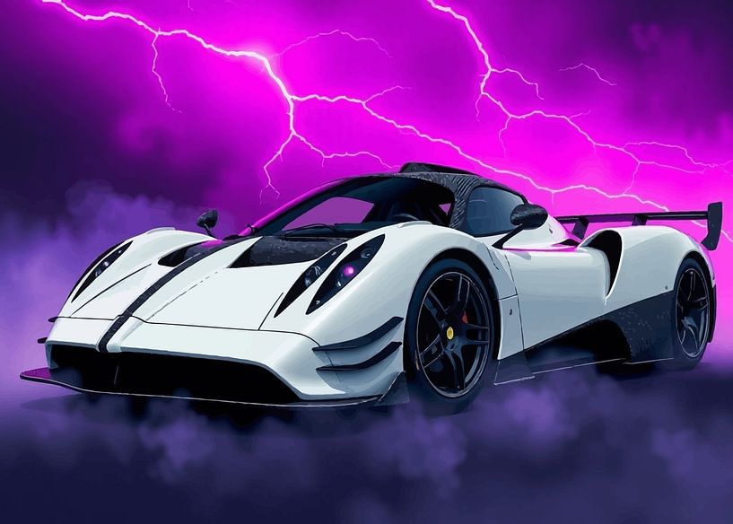 Pagani Zonda R blanche - Smokey Neon Magenta, Lightning par MIROKKU