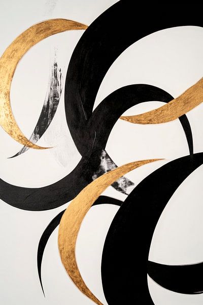 Golden and black swing shapes - Modern by Poster Art Shop