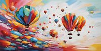 Modern and colourful painting hot-air balloons
