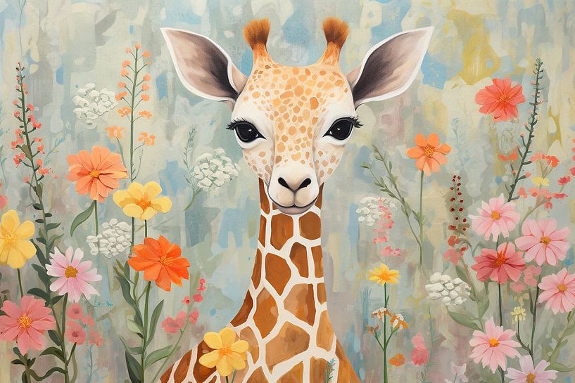 Blühende Giraffe von Wunderbare Kunst