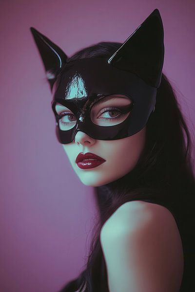 Portrait séduisant en masque de chat par Poster Art Shop