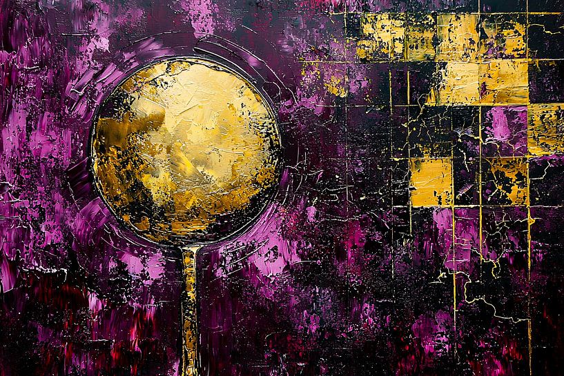 Lune dorée sur fond violet par Imperial Art House