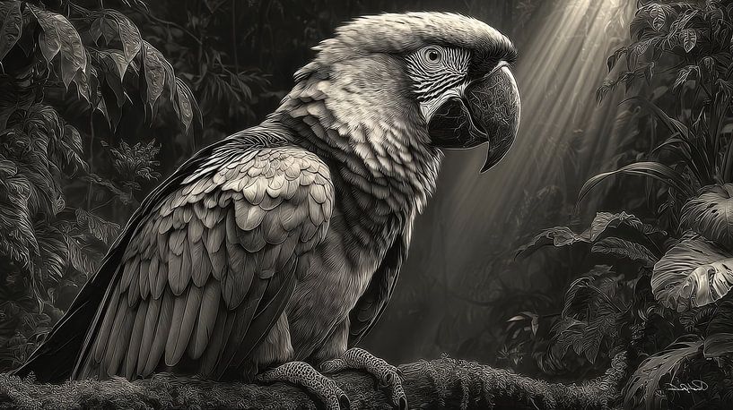 black-and-white parrot cockatoo-ara by Gelissen Artworks