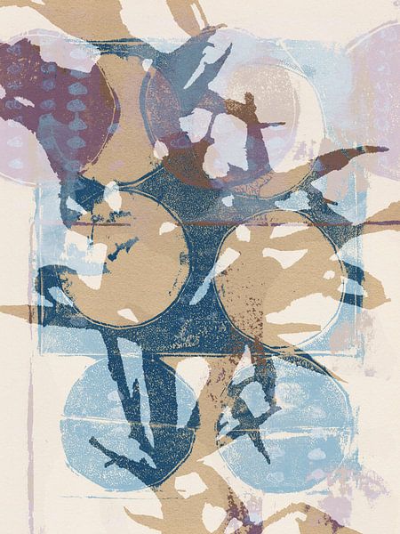 Abstract botanisch. Bladeren in zachte pasteltinten van Dina Dankers