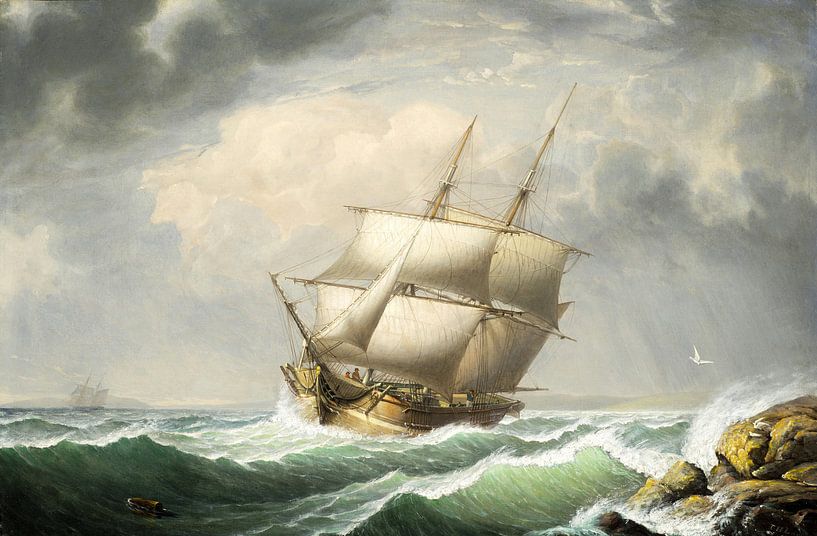 Brig Off the Maine Coast, Fitz Henry Lane by Masterful Masters