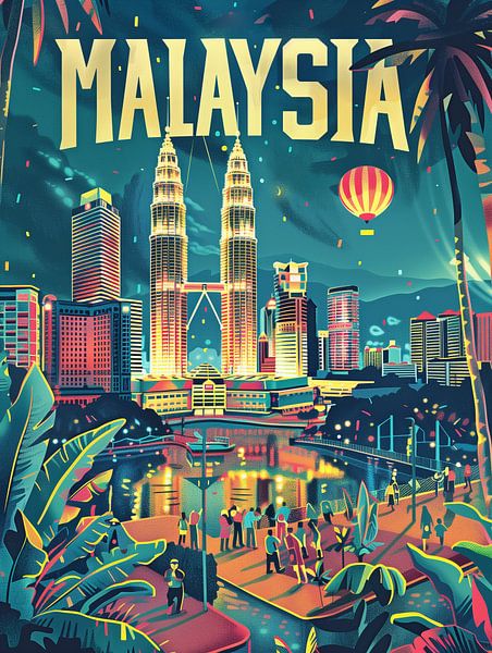 Malaysia-Nächte: Petronas Twin Towers Feier Poster von Travel Shop